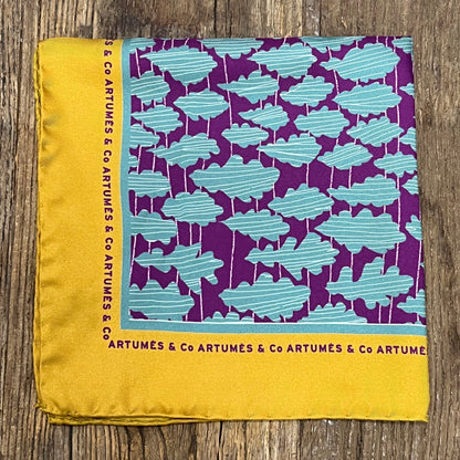 Pochette Soidatour madder imprimé feuille de chêne - mauve lovat